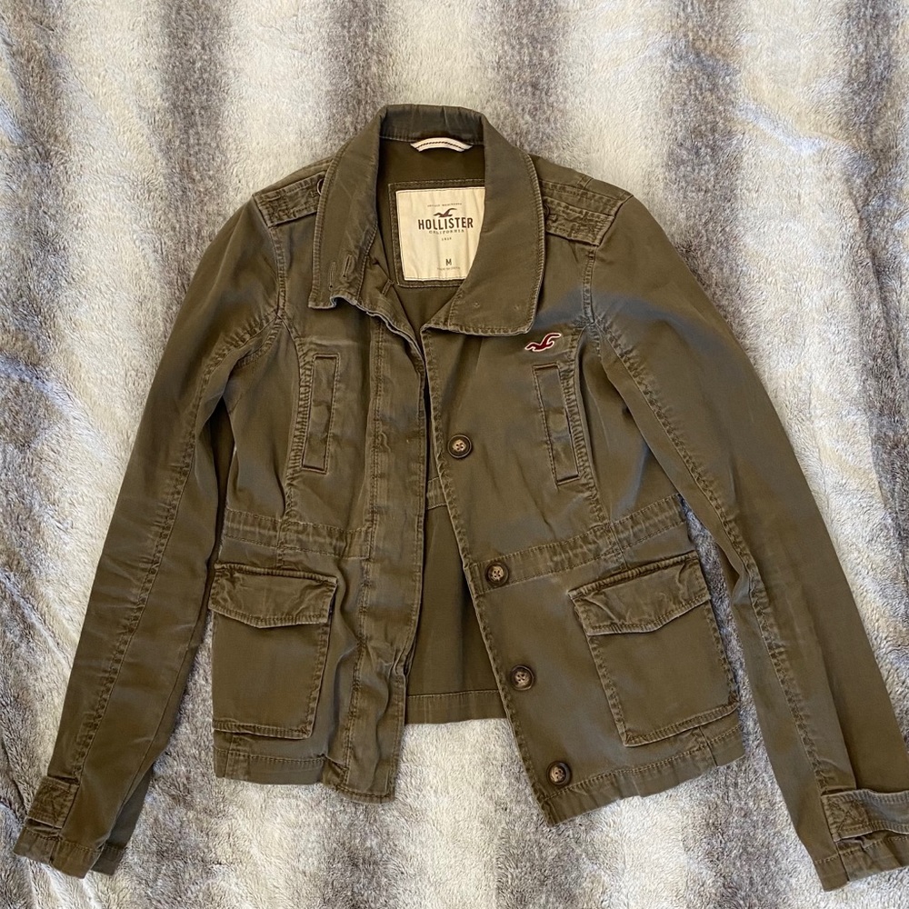 Hollister green army jacket utility style